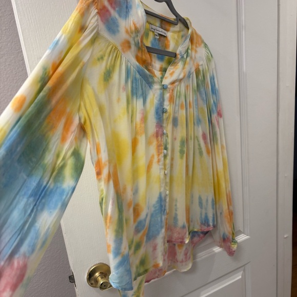 Young Fabulous & Broke Multicolor Tie-Dye Blouse Top Blouson Sleeves size XS - Picture 5 of 12